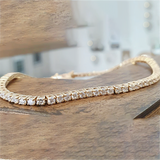 3.50Ct Round GH/VS Certified Natural Diamond Tennis Her Bracelet 14k Yellow Gold - GEMHUB