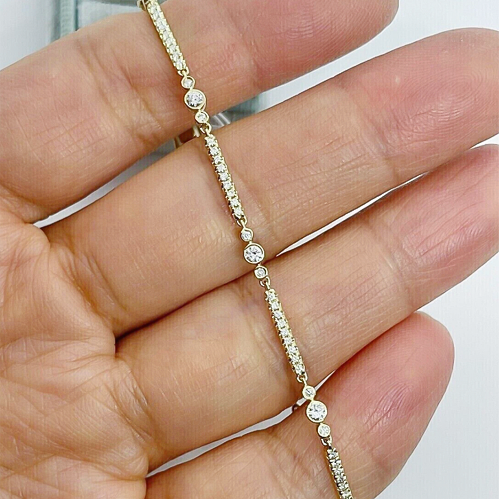 2Ct Round Cut Natural Diamond GH SI Women's Tennis Bracelet Real 14k Yellow Gold - Image 3 - GEMHUB