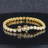 Bezel Round Certified Lab-Grown 8Ct Diamond Tennis Bracelet 14k Yellow Gold - Image 2 - GEMHUB