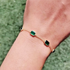 5Ct Certified Natural Green Emerald Bezel Set Tennis Chain Bracelet in 14k Gold - GEMHUB