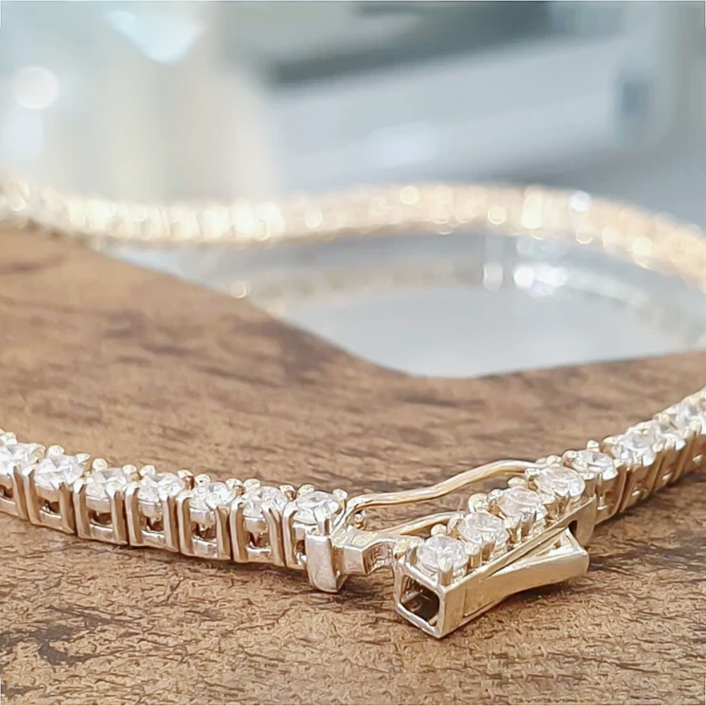 3.50Ct Round GH/VS Certified Natural Diamond Tennis Her Bracelet 14k Yellow Gold - Image 4 - GEMHUB