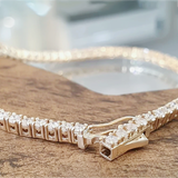 3.50Ct Round GH/VS Certified Natural Diamond Tennis Her Bracelet 14k Yellow Gold - Image 4 - GEMHUB