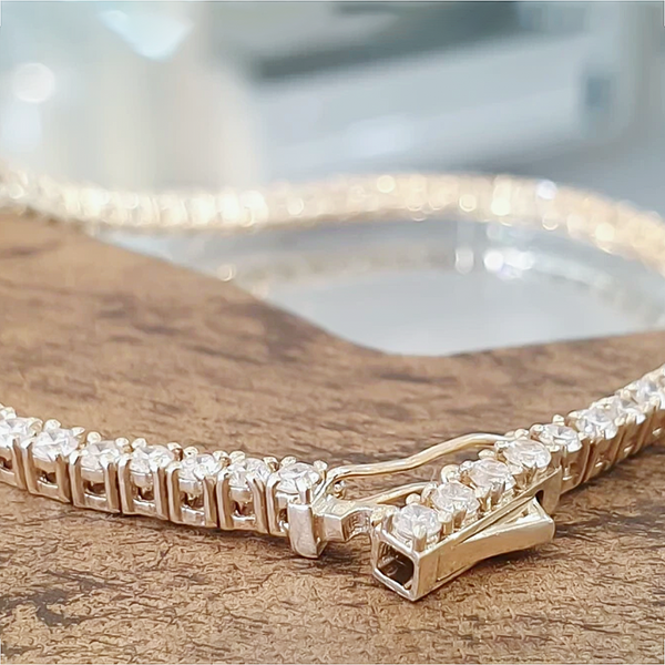 3.50Ct Round GH/VS Certified Natural Diamond Tennis Her Bracelet 14k Yellow Gold - Image 4 - GEMHUB