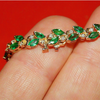 Marquise Cut Natural Emerald & Diamond Flower Tennis Bracelet 14k Yellow Gold - Image 4 - GEMHUB