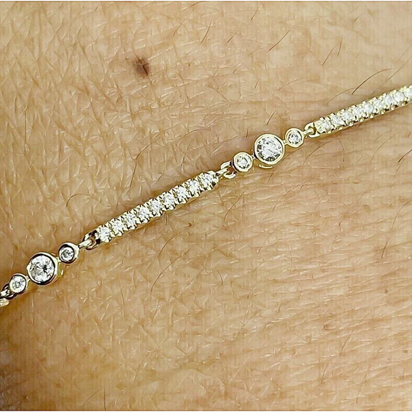 2Ct Round Cut Natural Diamond GH SI Women's Tennis Bracelet Real 14k Yellow Gold - Image 4 - GEMHUB