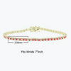 3Ct Round Cut Certified Natural Red Ruby Tennis Bracelet For Her 14k Yellow Gold - Image 4 - GEMHUB