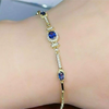 Certified Oval Cut Natural Sapphire & Diamond Chain Tennis Bracelet 14k Gold - Image 4 - GEMHUB