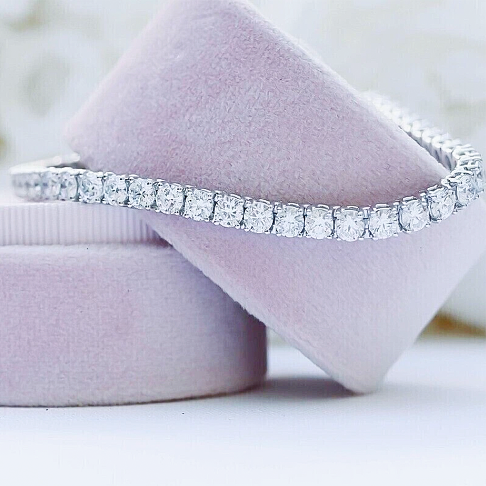 14k White Gold Sparkling Wedding Tennis Bracelet Certified Natural Diamond 6Ct - Image 4 - GEMHUB