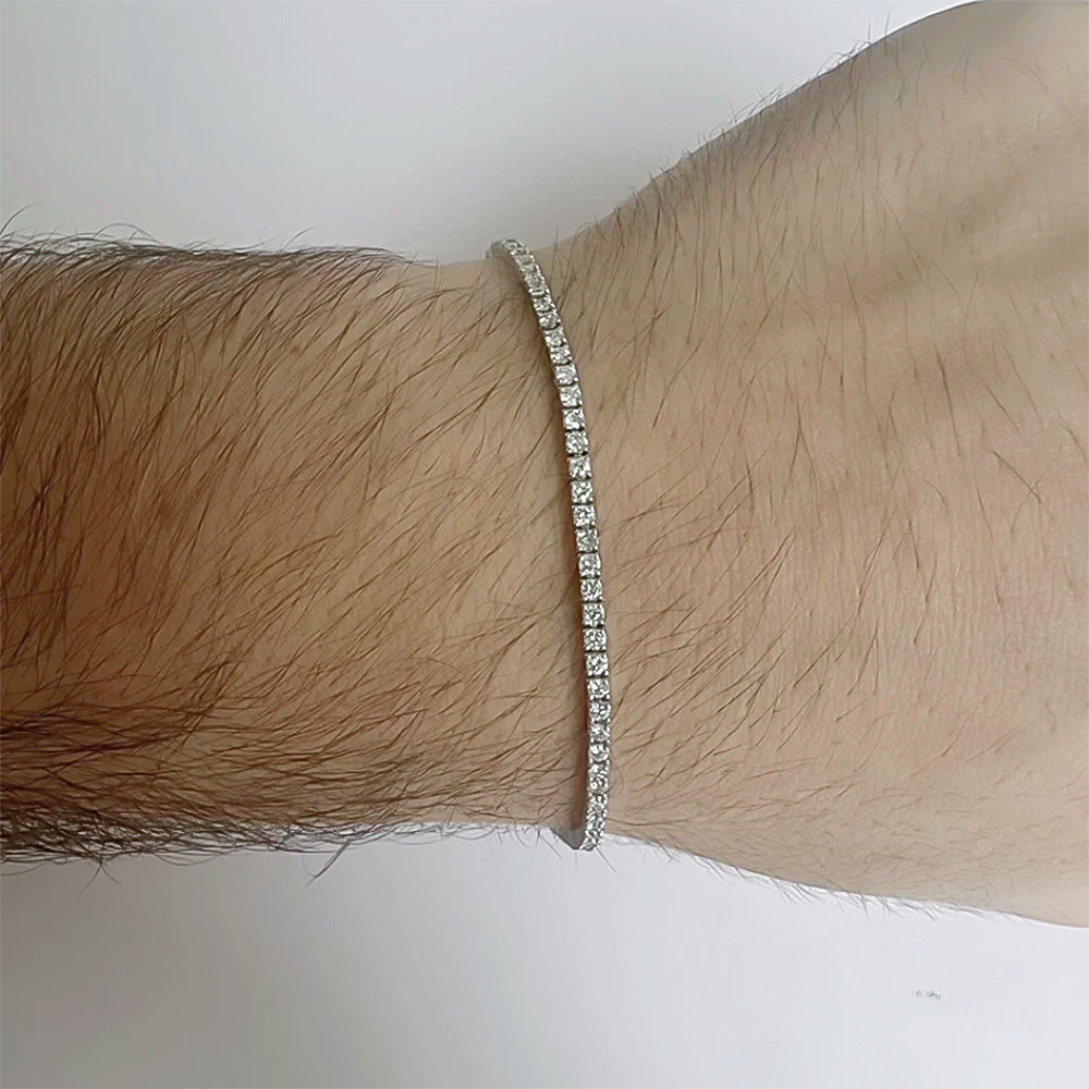 3.49Ct Natural Diamond Tennis Bracelet Engagement Wedding Round 14k Gold - Image 4 - GEMHUB