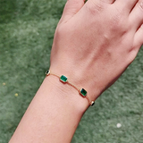 5Ct Certified Natural Green Emerald Bezel Set Tennis Chain Bracelet in 14k Gold - Image 4 - GEMHUB