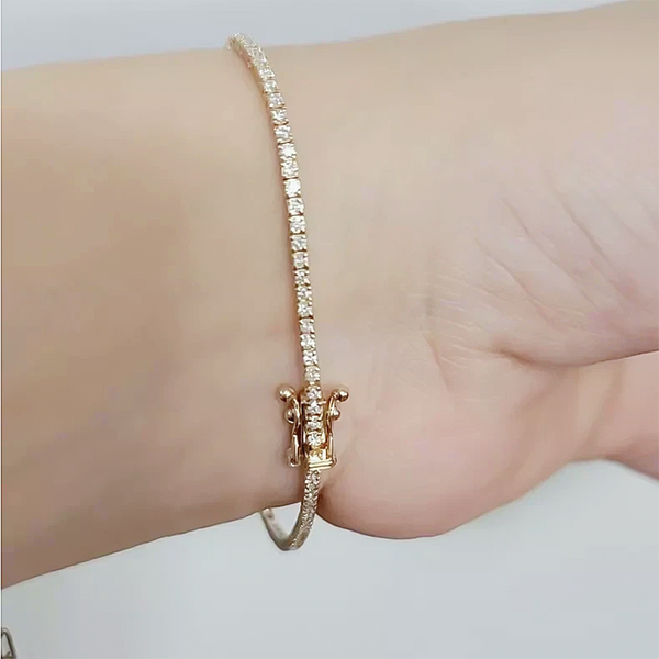 Elegant 14K Yellow Gold Natural Diamond Tennis Bracelet IGI Certified Daily Wear - Image 2 - GEMHUB