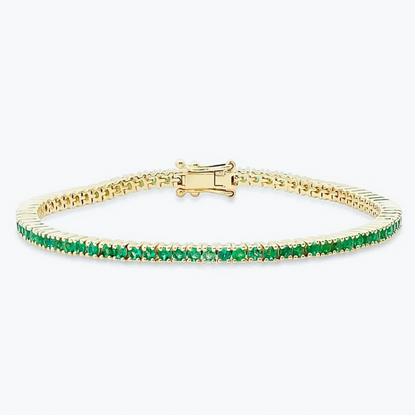 5.50Ct Round Cut Certified Natural Green Emerald Tennis Bracelet 14k Yellow Gold - Image 3 - GEMHUB