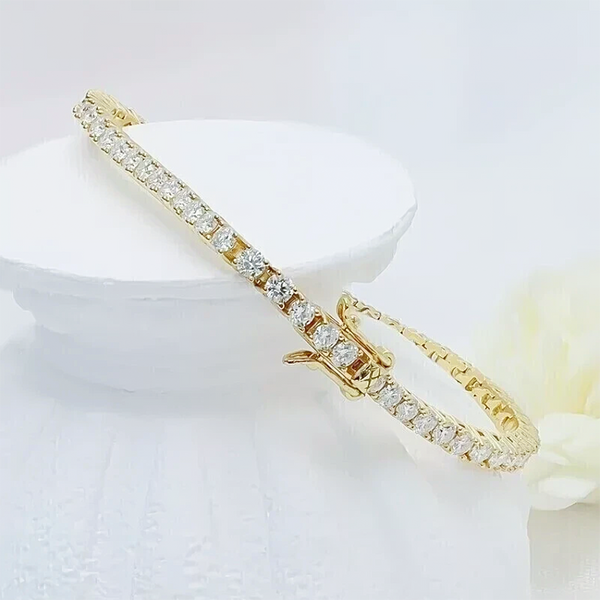 GDGL Certified 7Ct Natural Diamond Women's Tennis Bracelet 14Kt Yellow Gold - Image 4 - GEMHUB