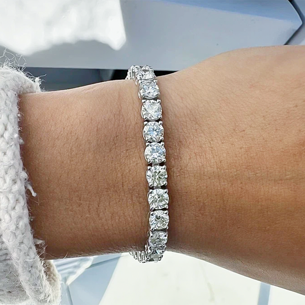 Wedding Gift 10.35Ct Natural Diamond Tennis Bracelet For Women 14k White Gold - Image 4 - GEMHUB