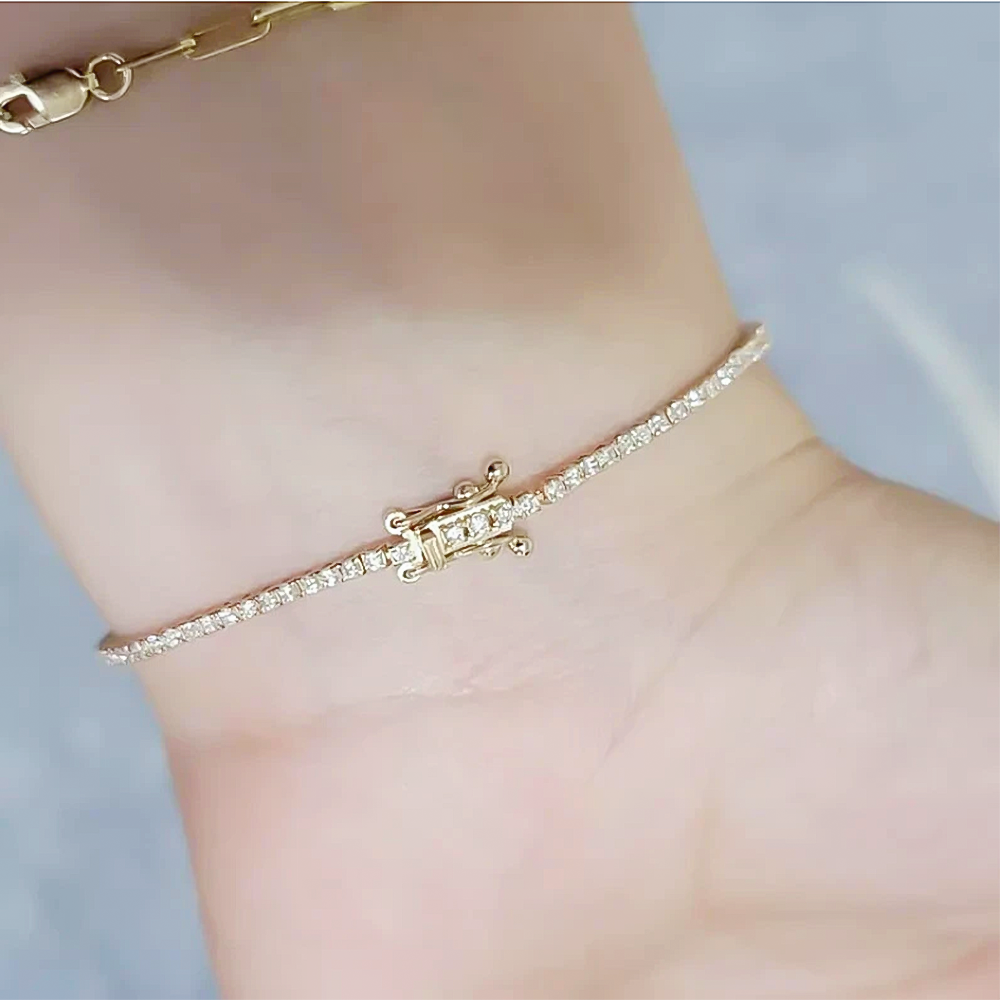 Elegant 14K Yellow Gold Natural Diamond Tennis Bracelet IGI Certified Daily Wear - Image 3 - GEMHUB