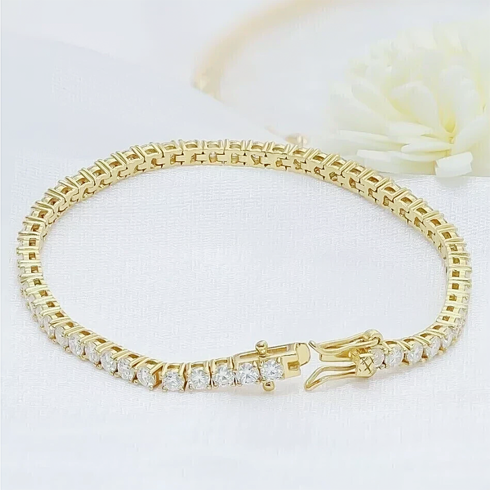 GDGL Certified 7Ct Natural Diamond Women's Tennis Bracelet 14Kt Yellow Gold - Image 3 - GEMHUB