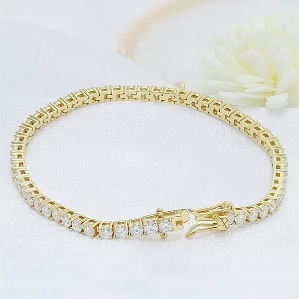 GDGL Certified 7Ct Natural Diamond Women's Tennis Bracelet 14Kt Yellow Gold - Image 3 - GEMHUB