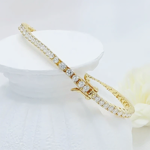 Certified GH/SI 6.20Ct Natural Diamond 14Kt Yellow Gold Tennis Bracelet Fro Her - Image 3 - GEMHUB