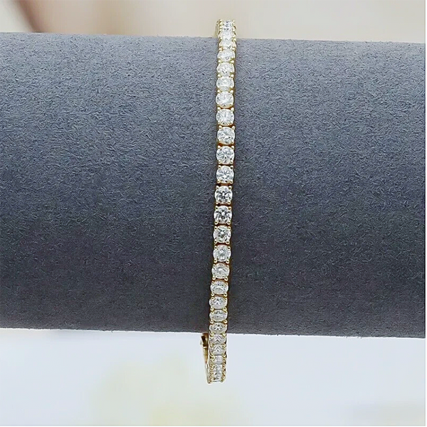 Certified GH/SI 6.20Ct Natural Diamond 14Kt Yellow Gold Tennis Bracelet Fro Her - Image 4 - GEMHUB