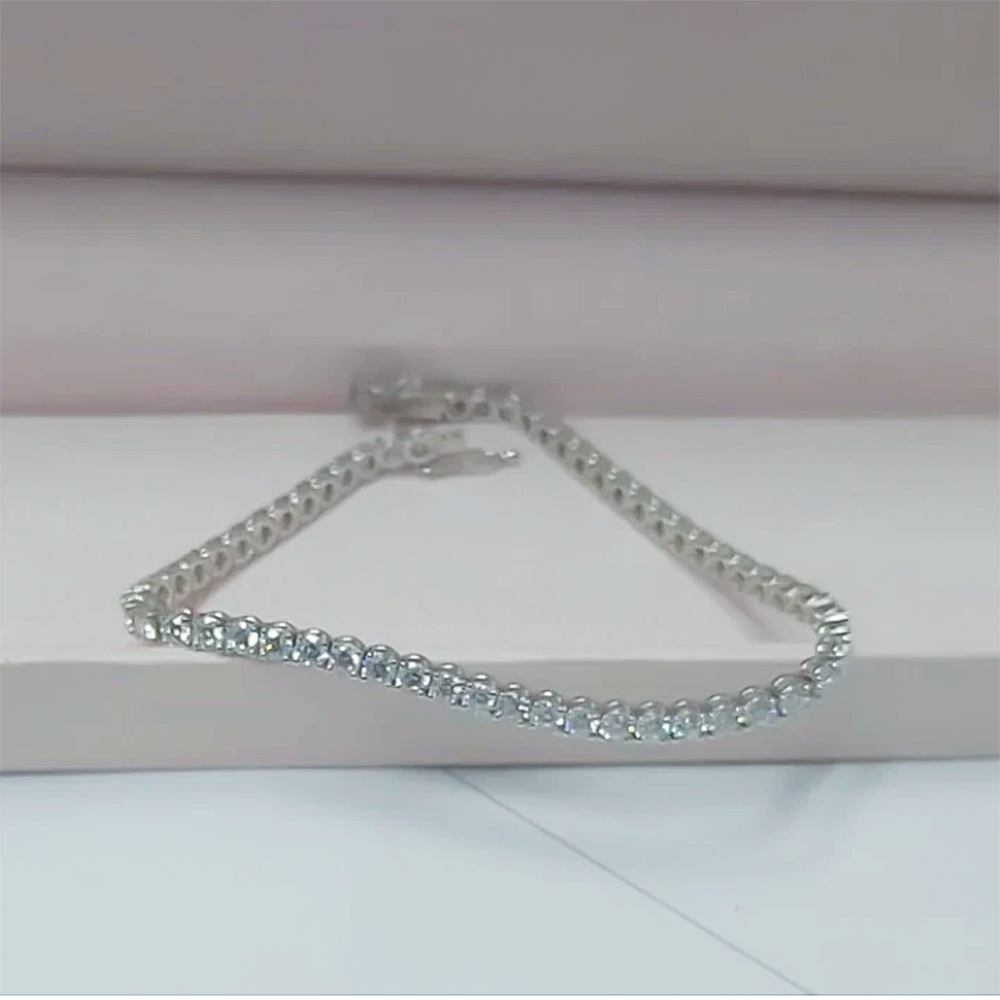 Natural Certified GH/VS Diamond 6.20Ct Women's Tennis Bracelet 14k White Gold - Image 3 - GEMHUB