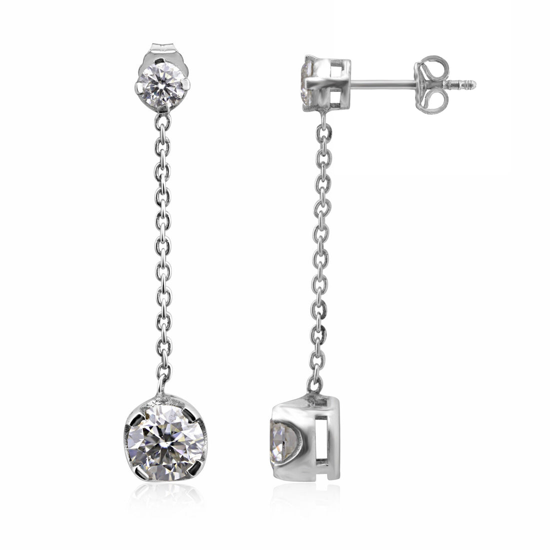 6 Ct Round Cut Lab Grown Diamond Earrings - View 6