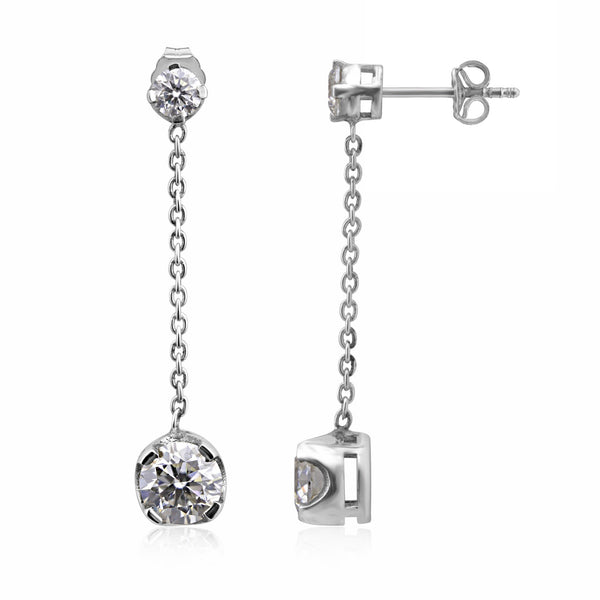 6 Ct Round Cut Lab Grown Diamond Earrings - View 6