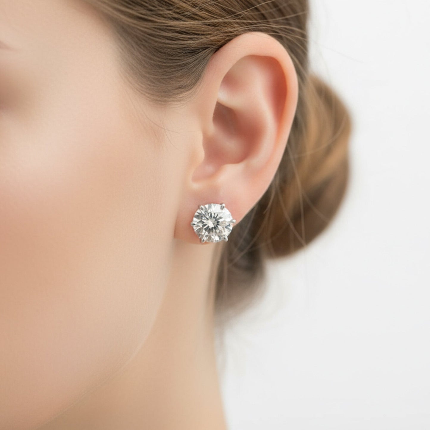 4.00 Ct Round Cut Lab Grown Diamond Earrings - View 6
