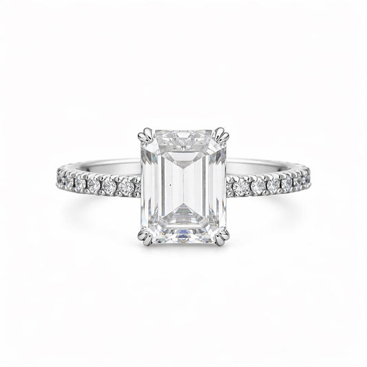 3.30 Ct Emerald Cut Lab Grown Diamond Ring - GEMHUB