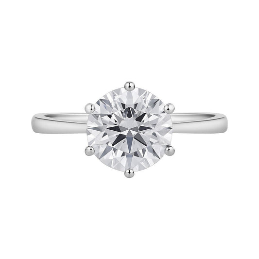 3.21 carat round cut lab-grown diamond solitaire ring in 18k gold vermeil