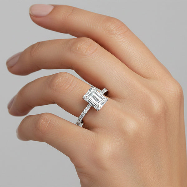 3.30 Ct Emerald Cut Lab Grown Diamond Ring - GEMHUB - View 5
