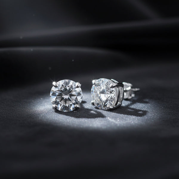 3 Ct Round Cut Lab Grown Diamond Earrings - View 5