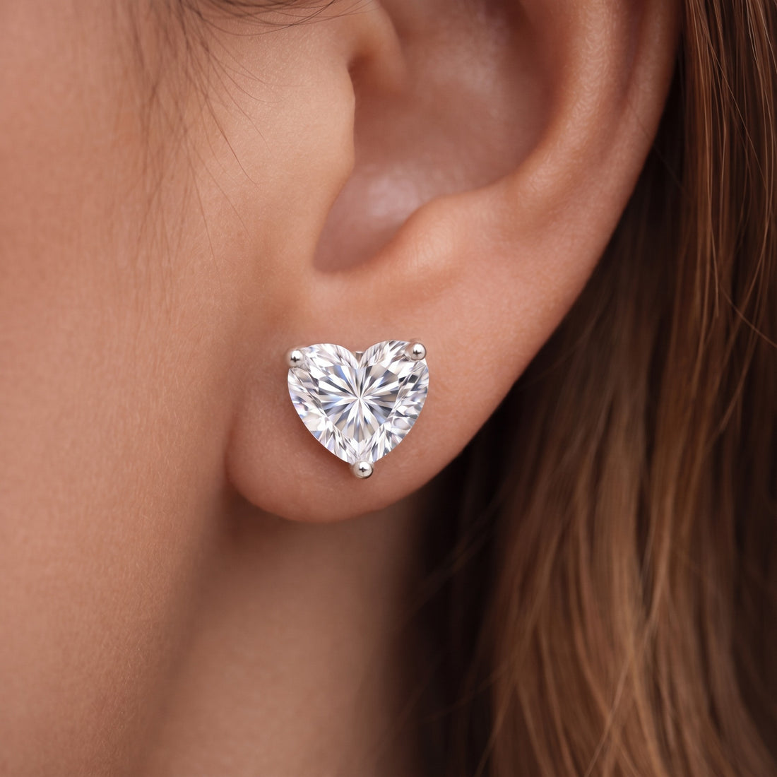 4 Ct Heart Cut Lab Grown Diamond Earrings - View 5