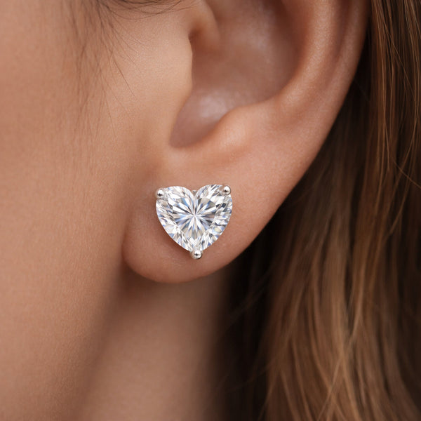 4 Ct Heart Cut Lab Grown Diamond Earrings - View 5