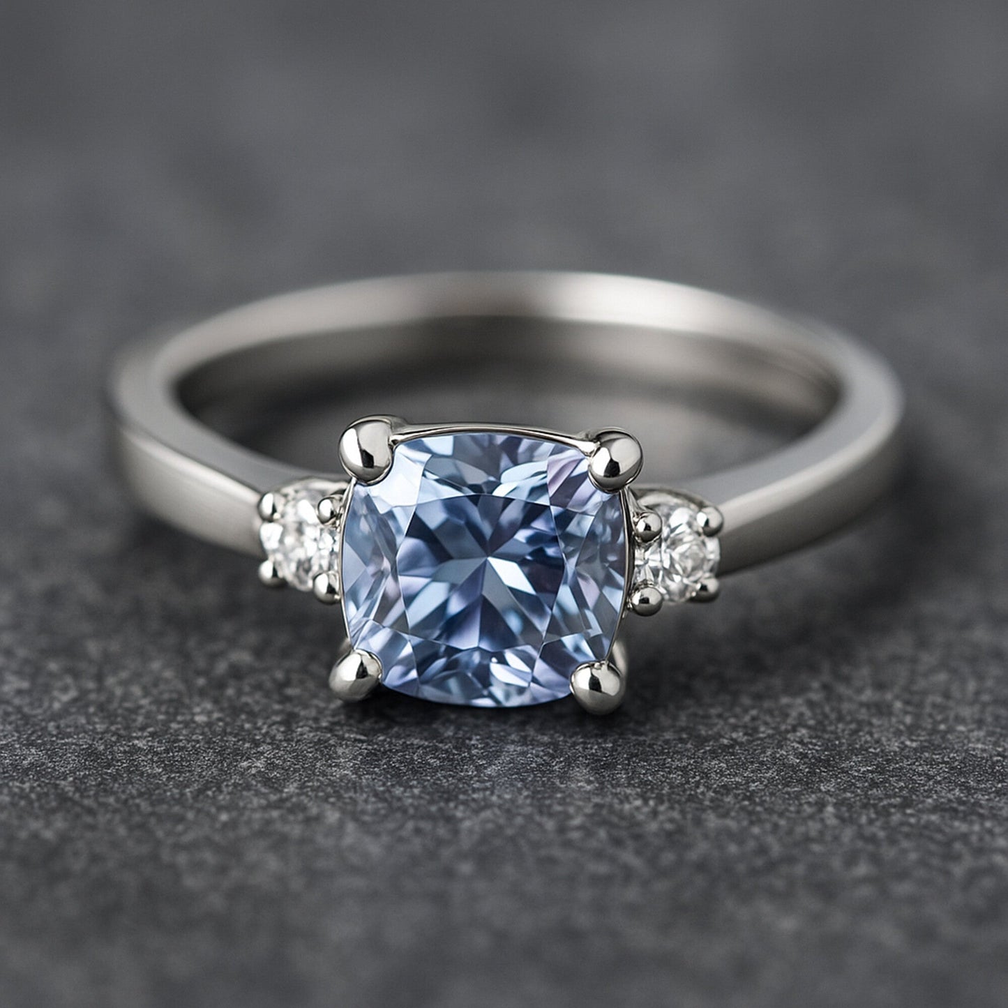 2.00 Ct Cushion Cut Blue Lab Grown Diamond Ring - GEMHUB - View 5