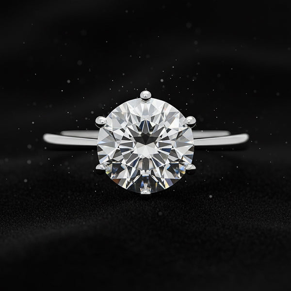 3.21 carat lab diamond ring worn on hand, classic engagement-ring styling