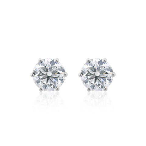 2 Ct Round Cut Lab Grown Diamond Earrings - GEMHUB