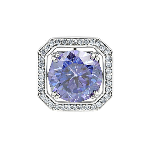 3 Ct Round Cut Blue Lab Grown Diamond Pendant - GEMHUB