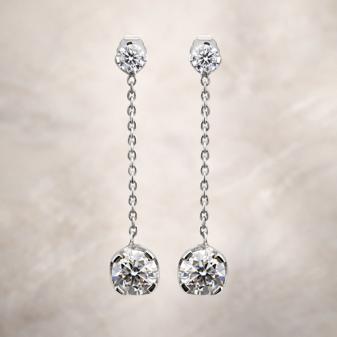6 Ct Round Cut Lab Grown Diamond Earrings - View 3