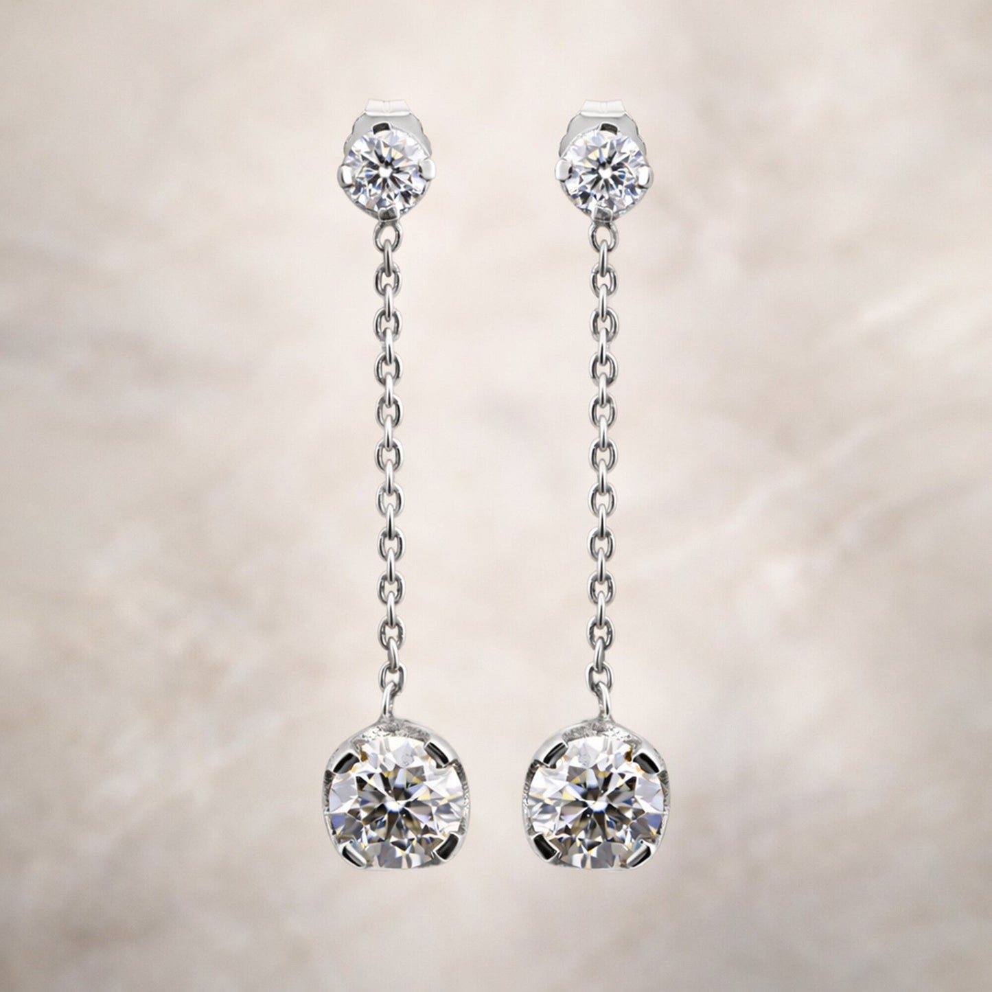 6 Ct Round Cut Lab Grown Diamond Earrings - View 3