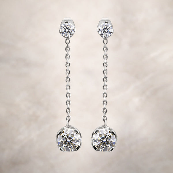 6 Ct Round Cut Lab Grown Diamond Earrings - View 3