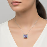 3 Ct Round Cut Blue Lab Grown Diamond Pendant - GEMHUB - View 5