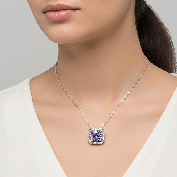 3 Ct Round Cut Blue Lab Grown Diamond Pendant - GEMHUB - View 5