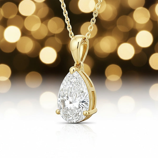 2 Ct Pear Cut Lab Grown Diamond Pendant - GEMHUB - View 5