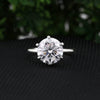 Top view of 3.2ct round brilliant lab diamond with prong setting and full fire