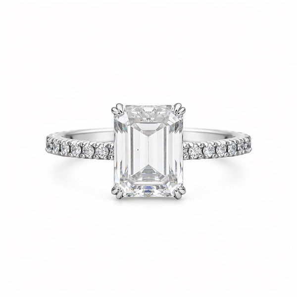 3.30 Ct Emerald Cut Lab Grown Diamond Ring - GEMHUB - View 6
