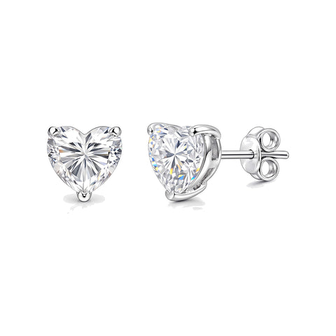 4 Ct Heart Cut Lab Grown Diamond Earrings - View 2