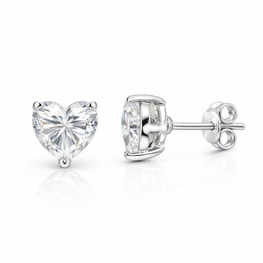 4 Ct Heart Cut Lab Grown Diamond Earrings - View 2