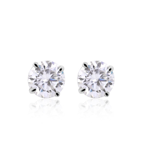 3 Ct Round Cut Lab Grown Diamond Earrings - View 2