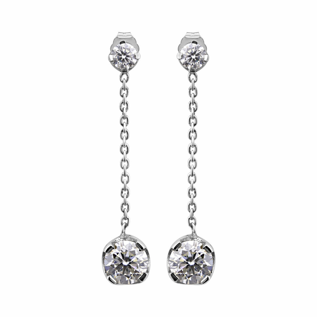 6 Ct Round Cut Lab Grown Diamond Earrings - View 2