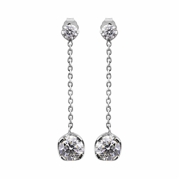 6 Ct Round Cut Lab Grown Diamond Earrings - View 2